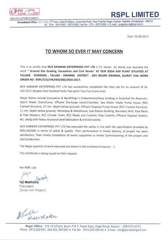 Work Completion Certificate-RSPL